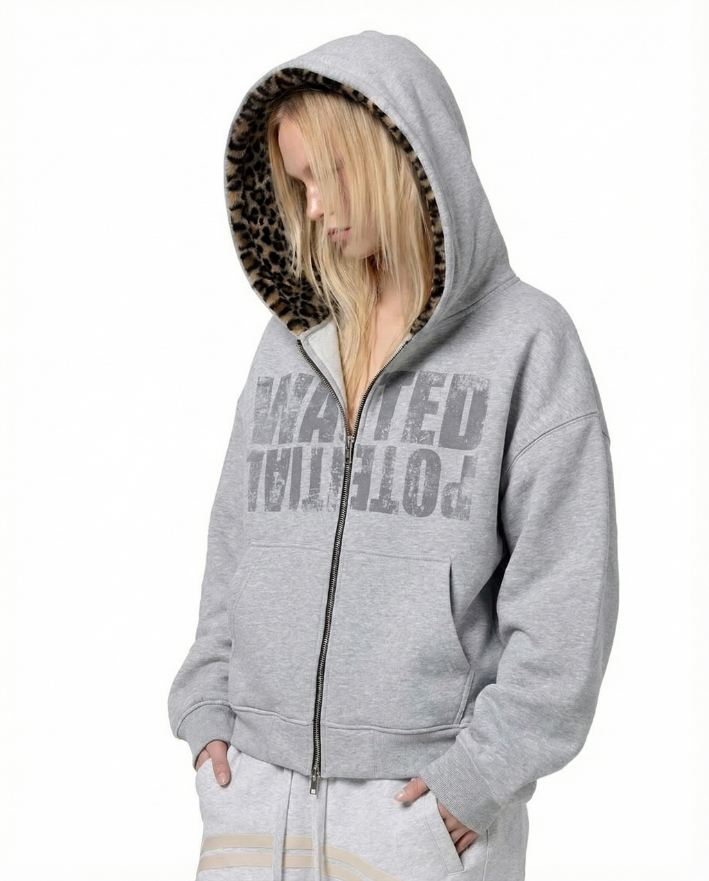 WSTDPTNL BROWN LEOPARD HOODED ZIP-UP