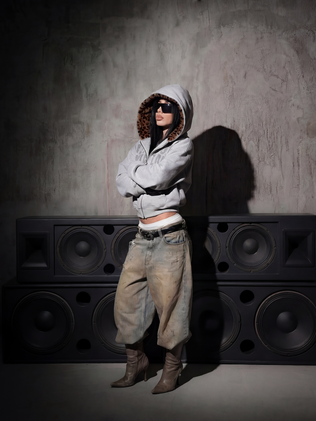 WSTDPTNL BROWN LEOPARD HOODED ZIP-UP