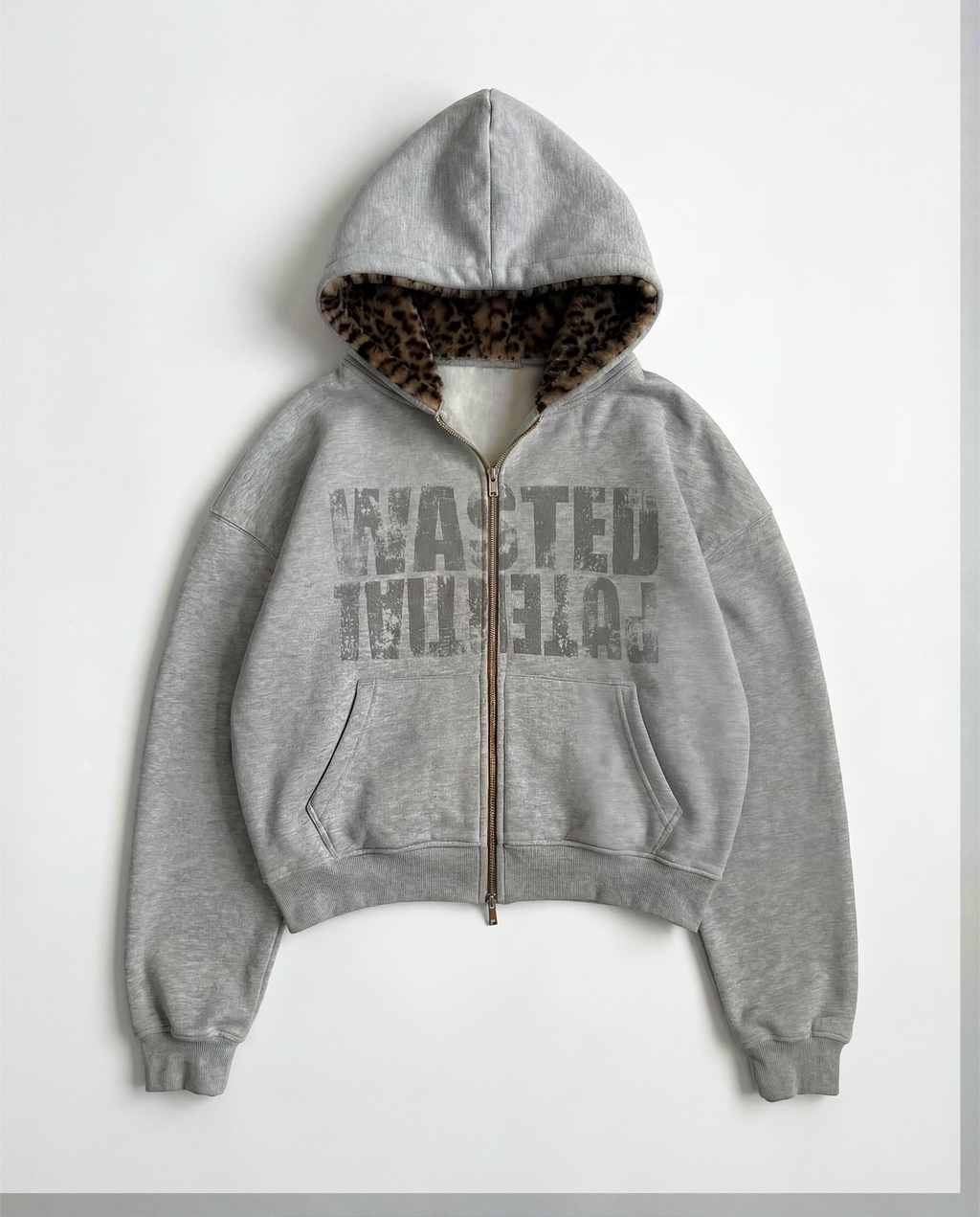 WSTDPTNL BROWN LEOPARD HOODED ZIP-UP